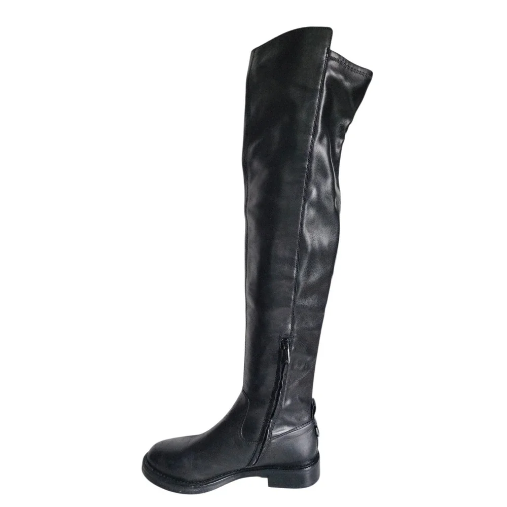 SAM EDELMAN Narisa Black Leather Over The Knee Boots 8.5 Tall Side Zip